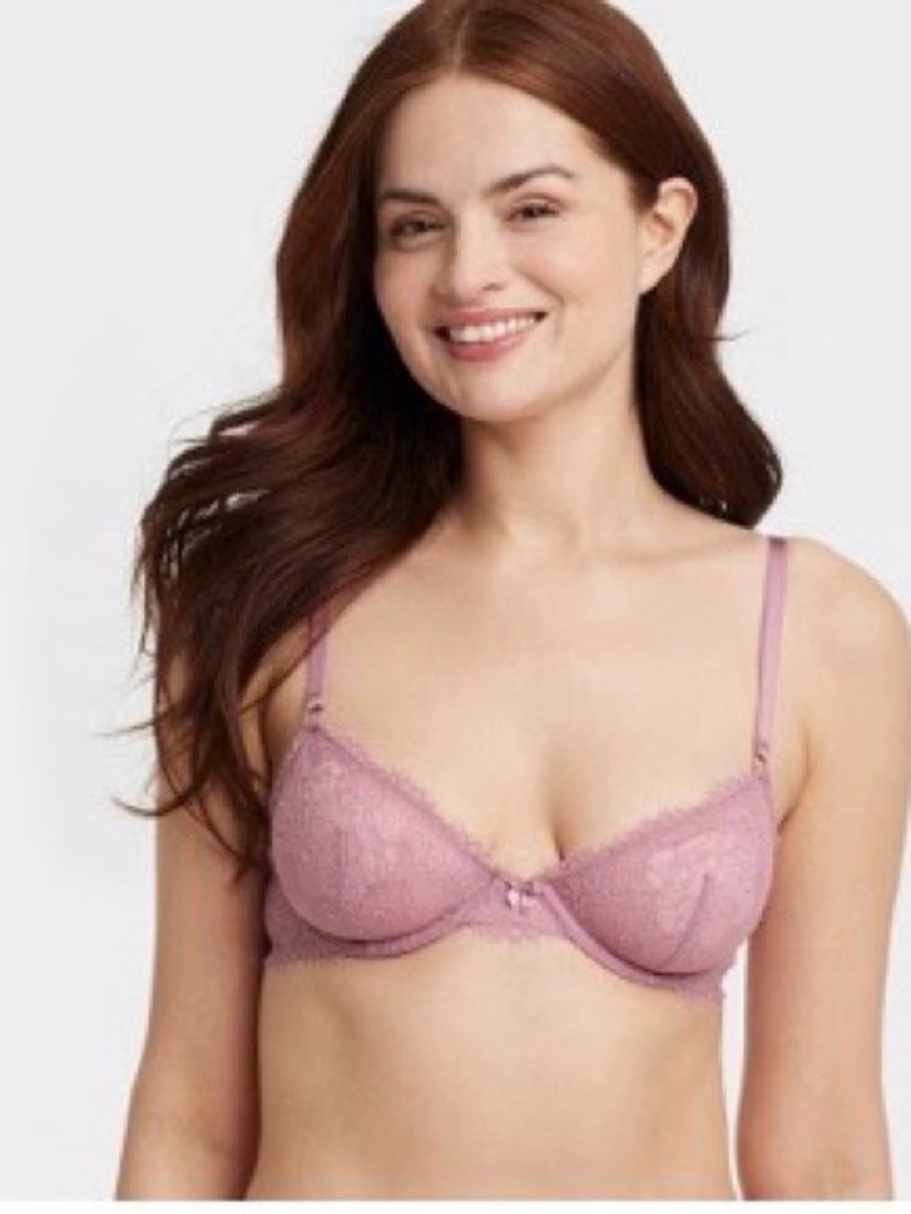 Auden Lace Unlined Sheer Demi Bra Mauve Woman’s  Size 32c
